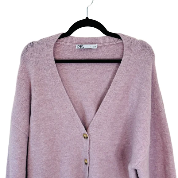 Zara Oversized Purple Ultra Soft Sweater Wool Blend Cardigan Sz Medium - Picture 8 of 11